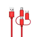 Pikkukuva 1 / 3: 3 in 1 punainen punottu pikalatausdatakaapeli Apple Android Type-c:lle