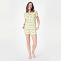 Miniatyrbild 2 av 4: Dam Pyjamas Set 2 Delar Knäppning Apor Shorts Set Y2k Preppy Loungewear Pjs Yellow XL