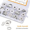 Miniatyrbilde 3 av 5: 225 stk 304 Rustfritt Stål Flate Skiver Sortiment, m3 M4 M5 M6 M8 M10 M12 Flat Washer For Tetting Skruer Tetningsringer - Kommer Med Boks (grå)