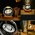 Miniatyrbillede 5 af 5: 3D Saturn Planet Krystalbold Natlampe, Rumkugel Galaxy Krystalbold Med Træbase, System Krystalbold Med LED-lysbun