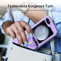 Miniatyrbillede 4 af 5: Læder Shockproof Mobiltelefon Cover til Samsung Galaxy Z Flip5 med Ringholder Purple