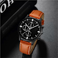 Miniatyrbillede 2 af 5: Herreur Ultratyndt Sort & Sølv Business Ur Læderrem Quartz orange