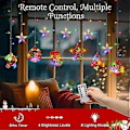 Miniatyrbillede 4 af 5: 138 LED Julegardinlys, Julemand Snemænd Hængende Lysstreng med 6H Timer & 8 Tilstande, USB-drevet Feelyse, Juledekoration