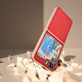 Miniatyrbillede 4 af 5: Nano-belagt træstruktur PU mobiltelefonetui til Samsung Galaxy Z Flip5 Red