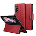 Miniatyrbillede 1 af 5: Til Samsung Galaxy Z Fold4 / W23 Sulada All-inclusive Magnetisk Snap Flip Læder Mobiltelefon Etui Red