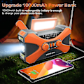 Miniatyrbild 4 av 5: 10000mAh nödradio, solcellsdriven vevradio, bärbar AM/FM/NOAA väderradio med mobiltelefonladdare ficklampa-C6 Orange