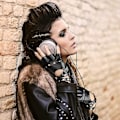Miniatyrbillede 5 af 5: Læder Punk Handsker Fingerløse Handsker Til Kvinder Kørsel Cykling Sport