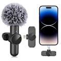 Miniatyrbild 2 av 5: 2-pack trådlös lavaliermikrofon, plug and play professionell mini trådlös lavaliermikrofon, trådlös mikrofon för vloggning live-sändning A