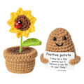 Miniatyrbild 1 av 4: 2 st/set virkade krukväxt solros prydnad känslomässigt stöd positiv potatis stickning positivt liv grönsaksdocka stressavlastning tröstande leksak