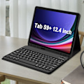 Pikkukuva 5 / 5: Tabletin näppäimistö ja suojakotelo - Värikäs langaton Bluetooth-näppäimistö taustavalaistuksella ja TPU-tabletin suojakotelo Galaxy Tab S9+/S9 Plus 12,4 tuuman tabletille Sky Blue