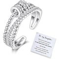 Miniatyrbild 1 av 5: Till Min Dotter Fidget Ring För Ångest - Fidgetringar För Ångest För Kvinnor Justerbar Stackbar Ångestlindrande Regnbågsfidgetring Smycken Presenter silver