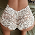 Miniatyrbillede 2 af 5: Sexy Kvinders Underbukser med Blonder, Hule Panties Boxers til Valentinsdag, Hvid S White