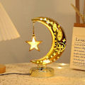Miniatyrbild 1 av 5: Ramadan dekorativ lampa, varmvit LED-måne dekorativ nattlampa med stjärnhänge, Eid Mubarak-dekoration, USB Ramadan-dekoration