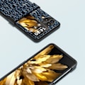 Miniatyrbild 5 av 5: Abeel Fodral för Oppo Find N3 Flip 5g, Äkta Läderbelagd PC-skydd med Hängselskydd Blue