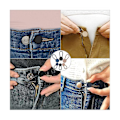 Miniatyrbillede 5 af 5: Knapforlængere til jeans, 6 størrelser bukser knap linning forlænger, fleksibel justerbar elastisk talje