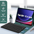 Pikkukuva 2 / 5: Tabletin näppäimistö ja suojakotelo - Värikäs langaton Bluetooth-näppäimistö taustavalaistuksella ja TPU-tabletin suojakotelo Galaxy Tab S9+/S9 Plus 12,4 tuuman tabletille Sky Blue