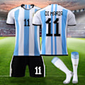 Miniatyrbilde 4 av 5: Fotballdraktsett med striper - Argentina Messi - T-skjorte, Shorts og Sokker XXL（180-190）
