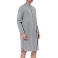 Miniatyrbilde 5 av 5: Herren Nattkjole Bomulls Søvnkjole Scoop-hals Side Split Kneelengde Med Lomme Grey 2XL