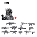 Miniatyrbild 1 av 5: Militära byggklossar Soldatfigurer Gåvor Leksaker Vapen Gevär Special Force SWAT Arméväst Hjälm Explosionssäkra kläder MOC   Fingerfärdighetsspel SWAT--1PCS