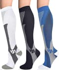 3 par kompressionsstrumpor för män och kvinnor, elastiska strumpor whiteandblackandblue S-M