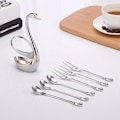 Miniatyrbillede 5 af 5: Svanformet bestikholder i rustfrit stål 1 Holder 3pcs Fork 3pcs Spoon