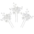 Hårnålar för bröllop (3 st) - Eleganta håraccessoarer med pärlor, blommor och kristaller för brudar (Silver)