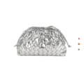 PU Vævet Taske Satchel Cloud Mini Læder Clutch Taske-Yvan Silver