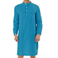 Miniatyrbilde 1 av 4: Herren Nattkjole Bomulls Søvnkjole Scoop-hals Side Split Kneelengde Med Lomme Lake Blue M
