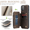 Miniatyrbild 2 av 4: Caseme C20 Multifunktionellt RFID Läder Mobilskal för Iphone 15 Brown 15 Pro Max