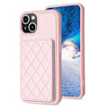Miniatyrbilde 2 av 5: Bf25 for iPhone 14 Plus - Kortholder og støttefunksjon - Kollisjonsbestandig skinnbelagt TPU-deksel Pink