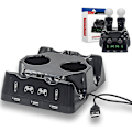 Miniatyrbillede 1 af 5: 4-i-1 USB-opladningsdock med LED-lys Dobbelt oplader Dockstation til Playstation til PS4 Move til PS4 VR-controllere Holder B