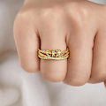 Miniatyrbillede 2 af 3: Fidget Ring, Angst Ring til Kvinder, Sølv Ring med Perler Spinner Ring, Stressaflastende Spinner Ringe, Justerbar Åben Ring, Fidget Smykker til Kvinder Gi golden