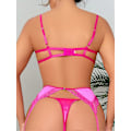 Pikkukuva 4 / 5: Napakka Naisten Seksikäs Alusvaatesetti Rintaliivit Push Up Rintaliivit Garter Set Alusvaatteet Rintaliivit Panty Set Vaaleanpunainen XL S Rose Red