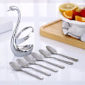 Miniatyrbillede 3 af 5: Svanformet bestikholder i rustfrit stål 1 Holder 3pcs Fork 3pcs Spoon
