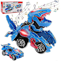 Miniatyrbild 1 av 4: Transformerande dinosauriefordon leksak Transformerande dinosauriebil, Automatisk transformerande dinosauriebil Blue