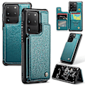 Pikkukuva 1 / 5: CASEME C22 -sarja Samsung Galaxy S20 Ultra -kotelo Nahka+TPU-puhelinkotelo 5 korttipaikalla Green