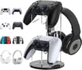 Spelkontroll- och headsetstativ, 2-i-1 Akryl Universalstativ, Passar PS4 PS5 Xbox One Xbox Series Stativ Speltillbehör, Kontroll He white