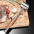 Miniatyrbillede 5 af 5: Kødhammer, Kødhammer, Heavy Duty Steak Hammer med Træhåndtag og Fødevarekvalitets Zink Legering, 26 cm