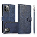 Pikkukuva 1 / 5: iPhone 15 PU-nahkainen lompakkokotelo, jossa 2-in-1-irrotettava magneettinen kansi ja hihna Blue