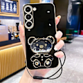 Miniatyrbild 1 av 5: Glass Quicksand Bear Case för Samsung S24 Plus S23 FE S22 S20 FE S10 Lite S23 S21 Ultra S9 Plus S21 FE S24 Ultra Plating Cover
