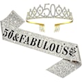 Miniatyrbilde 1 av 4: 50-årsdag Sash og Tiara Set for 50-årsdag Fabulous Sash og Gull Krone Festdekorasjoner