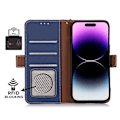 Miniatyrbillede 2 af 5: Til Iphone 15 Pung Mobiltelefon Etui Rfid Blokering Læder Stativ Telefon Cover Sapphire