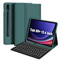Miniatyrbild 1 av 5: 1 Set Tablettangentbord & Skyddande Fodral Färgglatt Trådlöst Bluetooth-tangentbord med Bakgrundsbelysning TPU-tablettskydd för Galaxy Tab S9+/S9 Plus 12,4 tum Dark Green