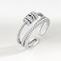 Miniatyrbillede 1 af 4: Fidget Ring, Angst Ring til Kvinder, Sølv Ring med Perler Spinner Ring, Stressaflastende Spinner Ringe, Justerbar Åben Ring, Fidget Smykker til Kvinder Gi White gold