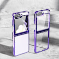 Miniatyrbild 1 av 2: För Samsung Galaxy Z Flip 6 Transparent Case, Kristallklart Slim Plating Stötsäkert Skyddsfodral För Samsung Galaxy Z Flip 6 Purple