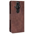 Miniatyrbillede 3 af 5: For Sony Xperia Pro-i Stødsikkert Magnetisk Lukning Flip Cover Flere Kortpladser Design Pung Stativ Pu Læder Telefon Cover Brown