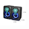 Miniatyrbillede 3 af 5: Lysende Computerhøjttalere USB Mobiltelefon Laptop Desktop Mini Højttaler Hifi Stereo Lyd Ledningsforbundet Subwoofer Computerhøjttalere 2 stk