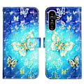 Miniatyrbild 2 av 5: 3D-målat horisontellt läderfodral för Samsung Galaxy A05s Golden Butterfly