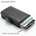 Miniatyrbilde 5 av 5: Dobbel Stålbeskyttet Lommebok RFID-NFC Blokkering POP UP Kortlomme Red Red- 12st Card