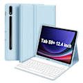 Miniatyrbild 1 av 5: 1 Set Tablettangentbord & Skyddande Fodral Färgglatt Trådlöst Bluetooth-tangentbord med Bakgrundsbelysning TPU-tablettskydd för Galaxy Tab S9+/S9 Plus 12,4 tum Sky Blue